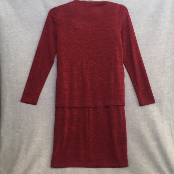 Jessica Howard Waterfall Front Fully Lined Brick Red Midi-Dress - Picture 2 of 10